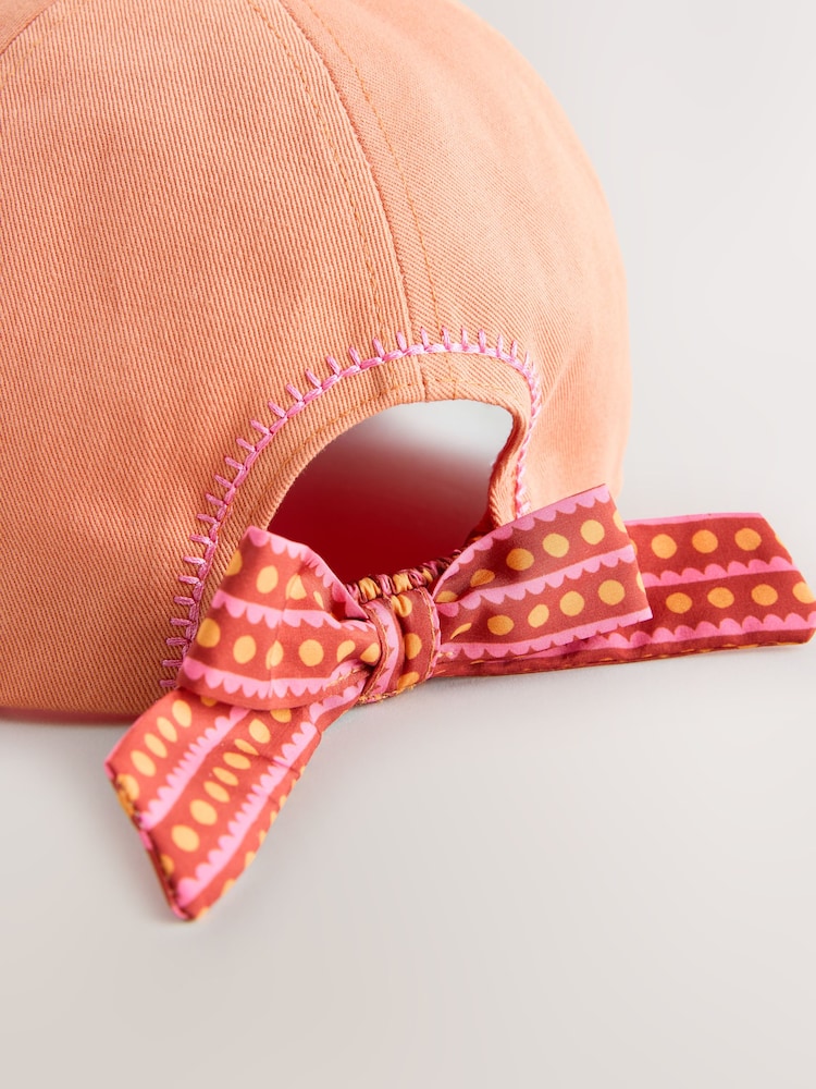 Orange Scarf Bow Back Baseball Cap (1-16yrs)
