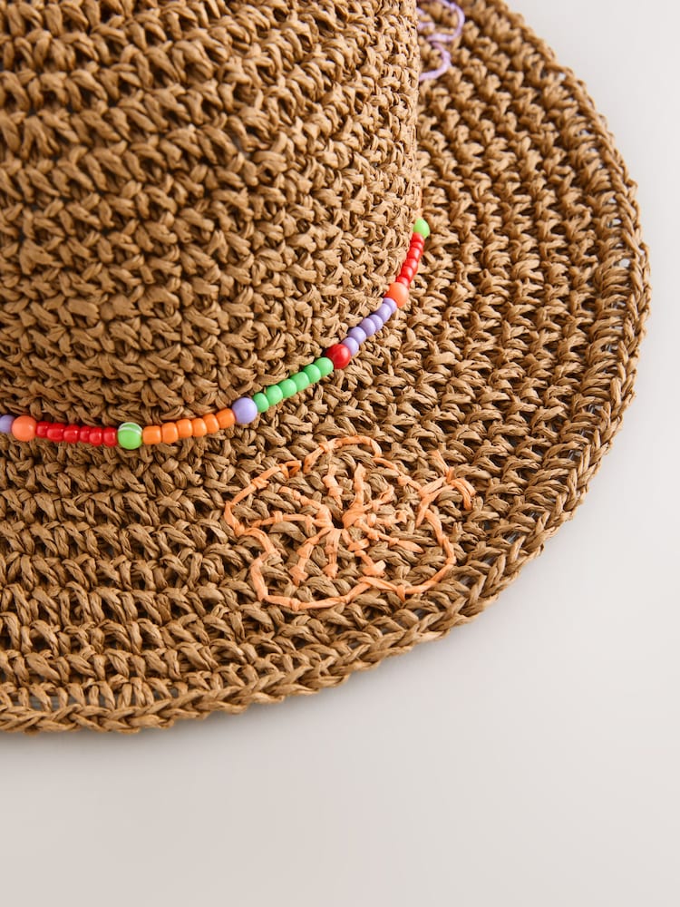 Rainbow Bead Straw Sun Hat (3mths-13yrs)