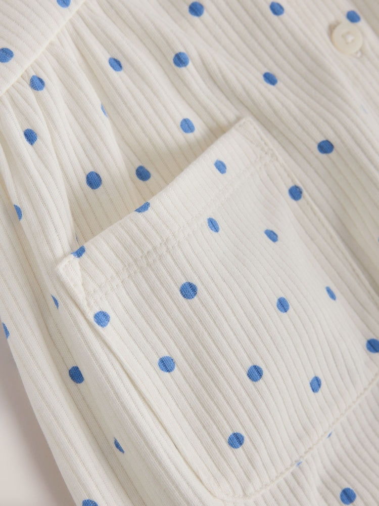 Blue/White Button Through Button Through Baby Rompers 3 Pack