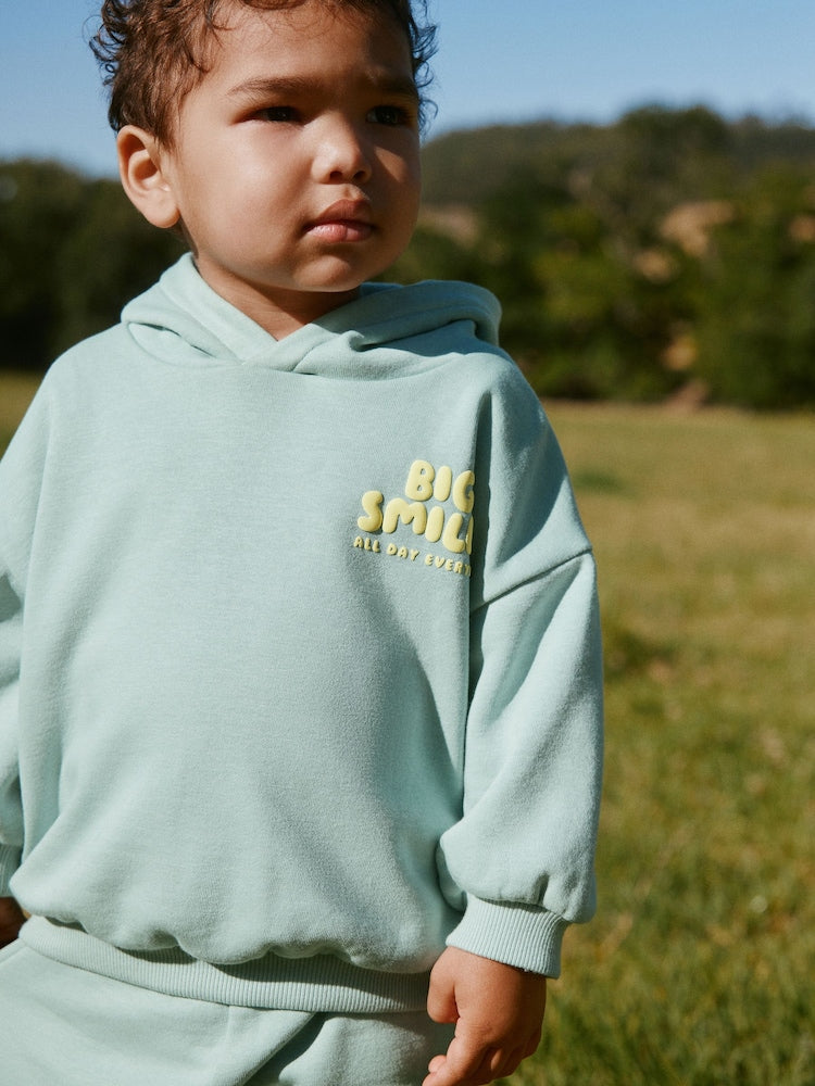 Sage Green Big Smiles Hoodie and Shorts Set (3mths-7yrs)