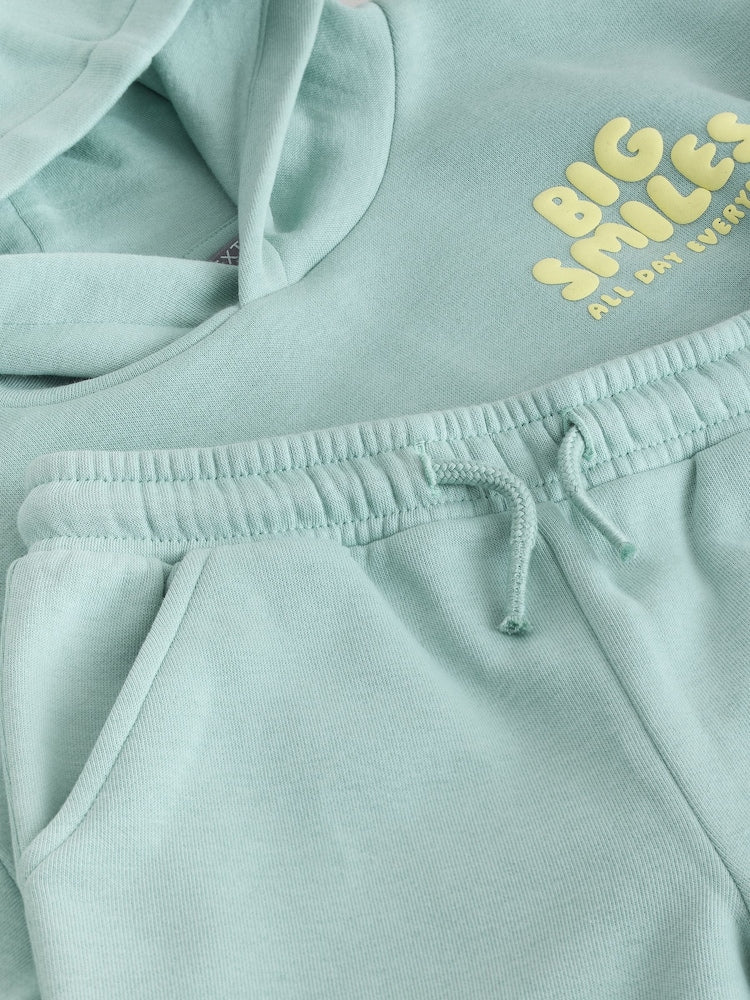 Sage Green Big Smiles Hoodie and Shorts Set (3mths-7yrs)