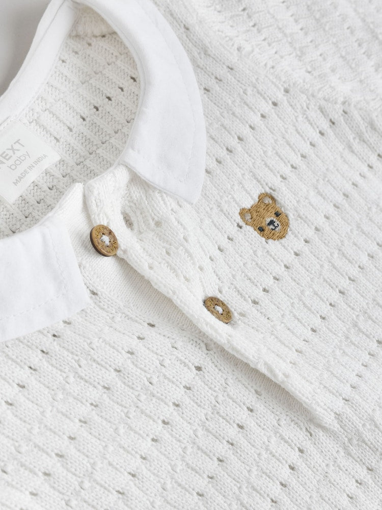 White Collared Knit Top and Shorts Baby Set (0mths-2yrs)