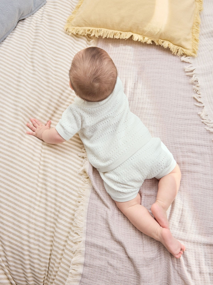 White Collared Knit Top and Shorts Baby Set (0mths-2yrs)