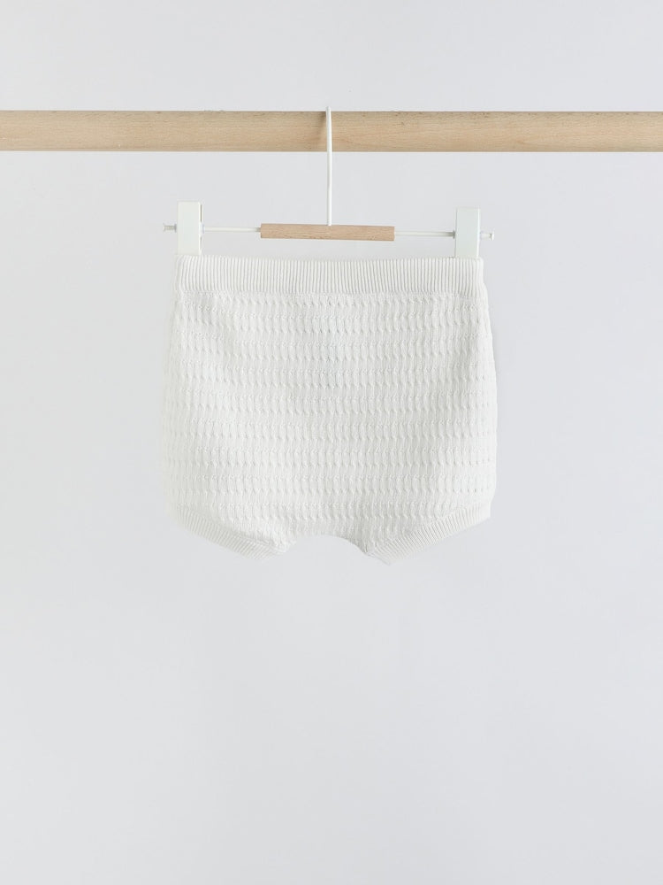 White Collared Knit Top and Shorts Baby Set (0mths-2yrs)
