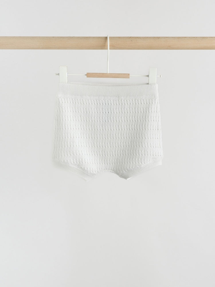 White Collared Knit Top and Shorts Baby Set (0mths-2yrs)