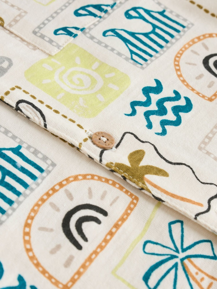 Neutral Palm Print Shirt and Shorts Baby Set (0mths-2yrs)