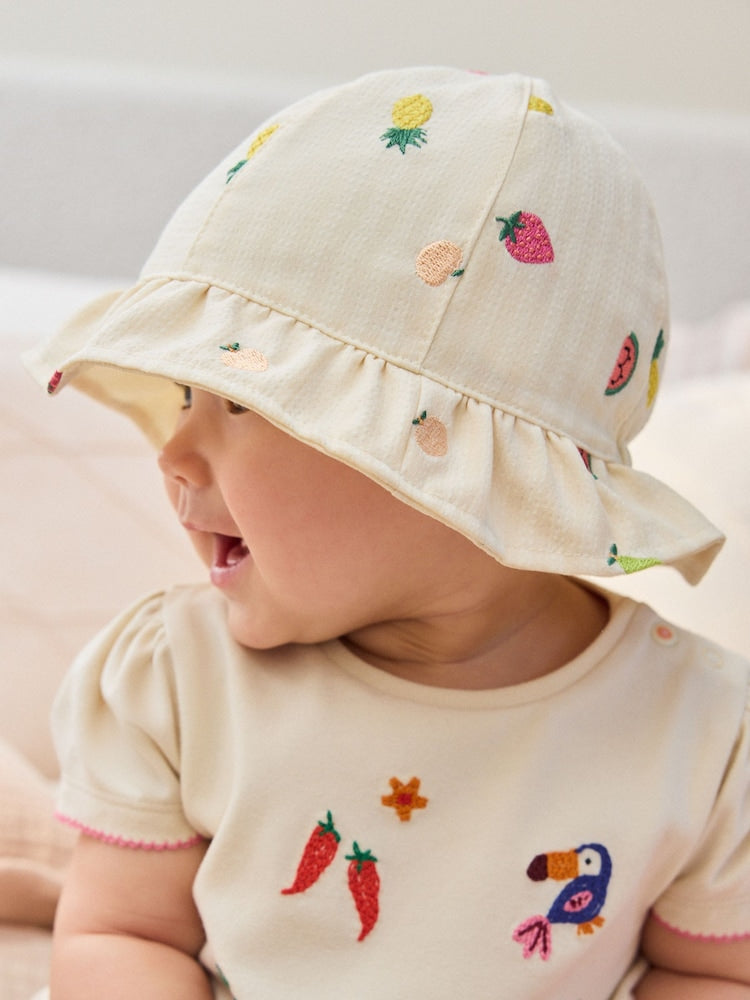 Bright Fruit Embroidered Baby Bucket Hats 2 Pack