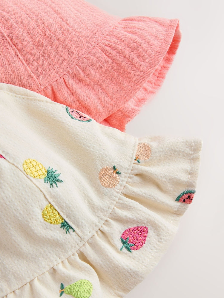 Bright Fruit Embroidered Baby Bucket Hats 2 Pack