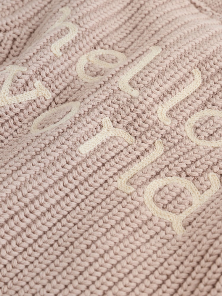 Neutral Hello World Knitted Embroidered Baby Cardigan