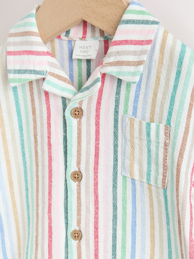 Bright Stripe Woven Baby Shirt Romper (0mths-2yrs)