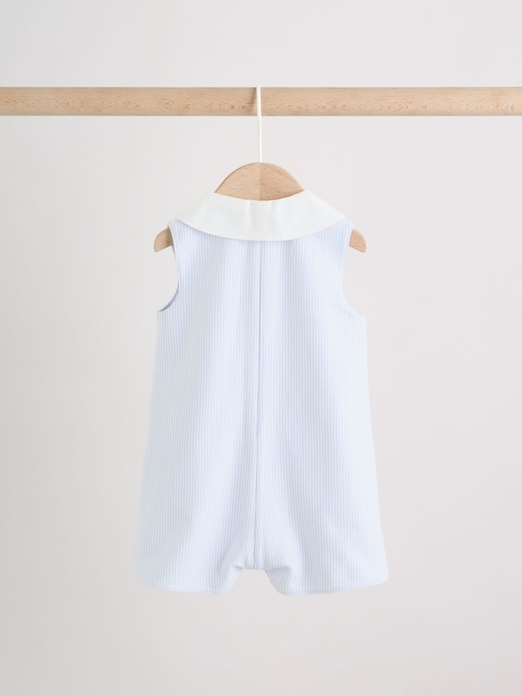 Blue Smart Collar Vest Jersey Baby Rompers 2 Pack