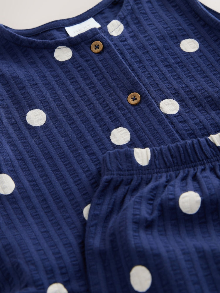 Navy Spot Peplum Vest and Shorts Set (3mths-7yrs)