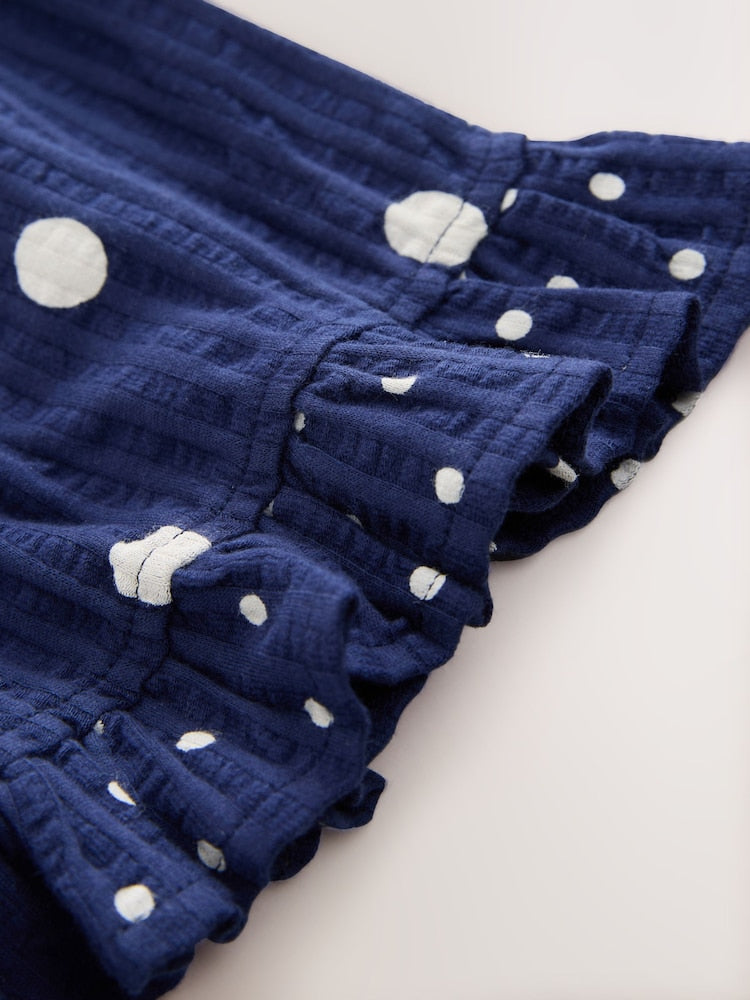 Navy Spot Peplum Vest and Shorts Set (3mths-7yrs)