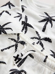 White/Black Palm Trees Short Sleeve All-Over Print T-Shirt and Shorts Set (3mths-7yrs) - Size 3-6 Months (62-68cm)