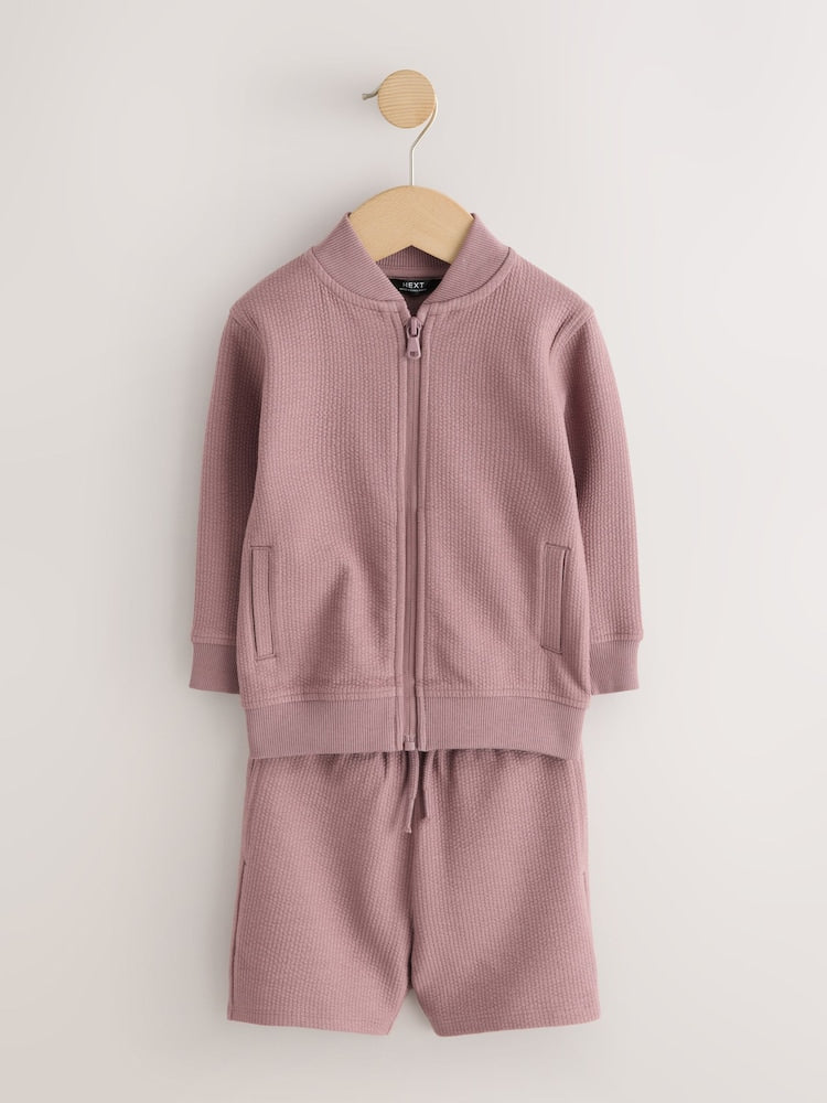 Dark Pink Jersey Bomber and Shorts Set (3mths-7yrs)