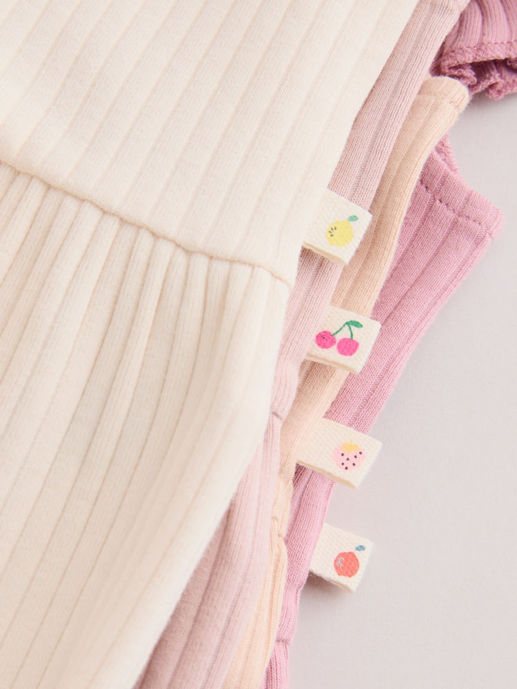 Pink Baby Short Sleeve Peplum T-Shirts 4 Pack (0mths-2yrs)