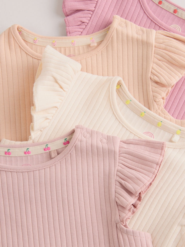 Pink Baby Short Sleeve Peplum T-Shirts 4 Pack (0mths-2yrs)