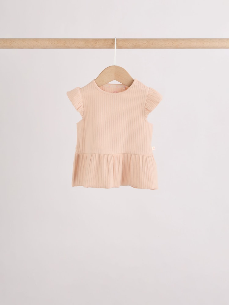 Pink Baby Short Sleeve Peplum T-Shirts 4 Pack (0mths-2yrs)