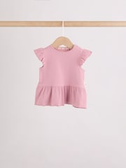 Pink Baby Short Sleeve Peplum T-Shirts 4 Pack (0mths-2yrs) - Size 50cm (First Size)