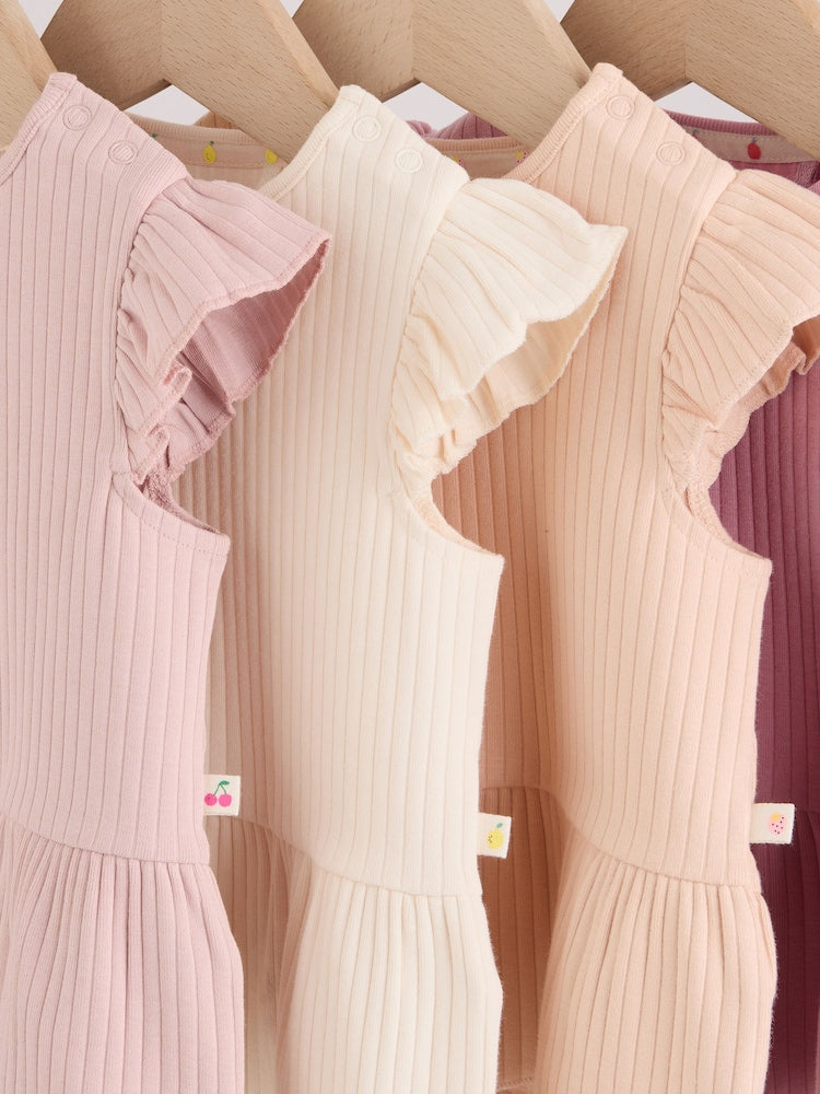 Pink Baby Short Sleeve Peplum T-Shirts 4 Pack (0mths-2yrs)