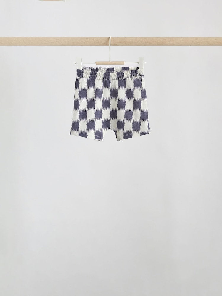 Grey/Blue Wave Print Tops and Shorts Baby Set 6 Piece (0mths-2yrs)