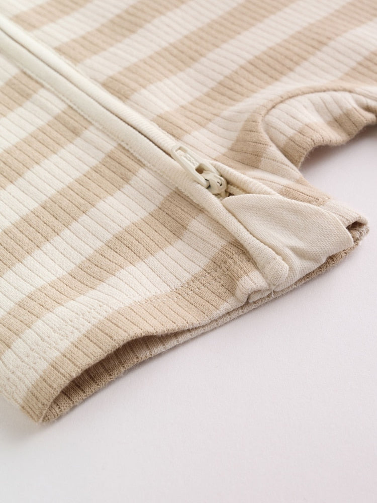 Brown Two Way Zip Baby Rompers 3 Pack (0mths-3yrs)