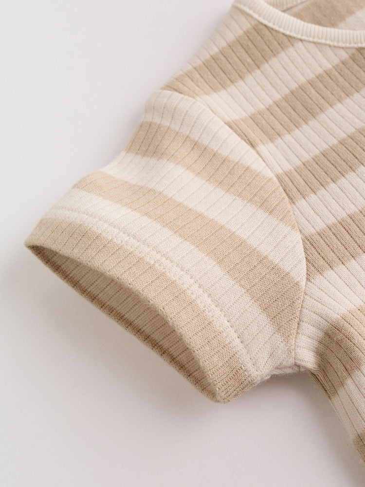 Brown Two Way Zip Baby Rompers 3 Pack (0mths-3yrs)