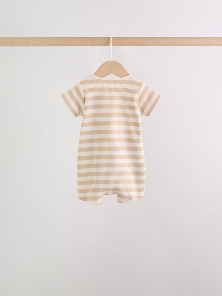 Brown Two Way Zip Baby Rompers 3 Pack (0mths-3yrs)