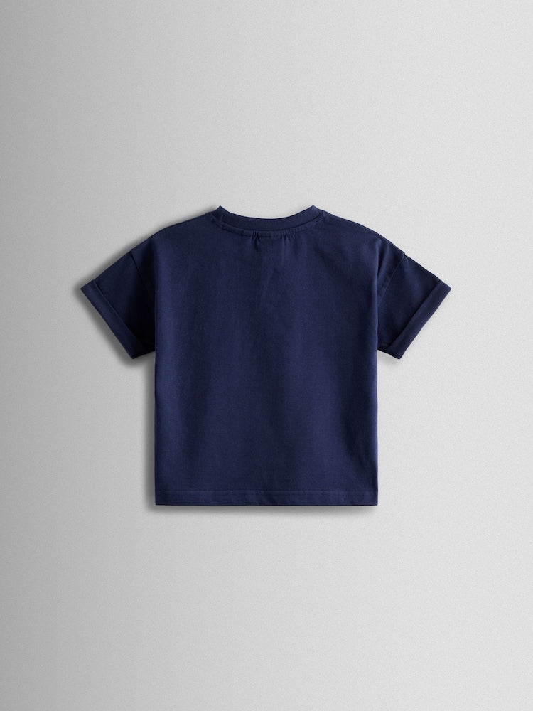 JoJo Maman Bébé Navy Nautical Printed T-Shirt & Shorts Set