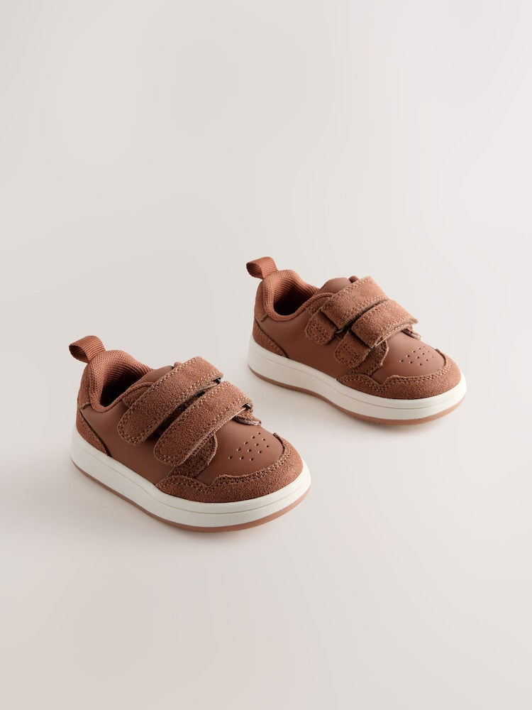 Tan Brown Wide Fit (G) Touch Fastening Leather First Walker Baby Shoes