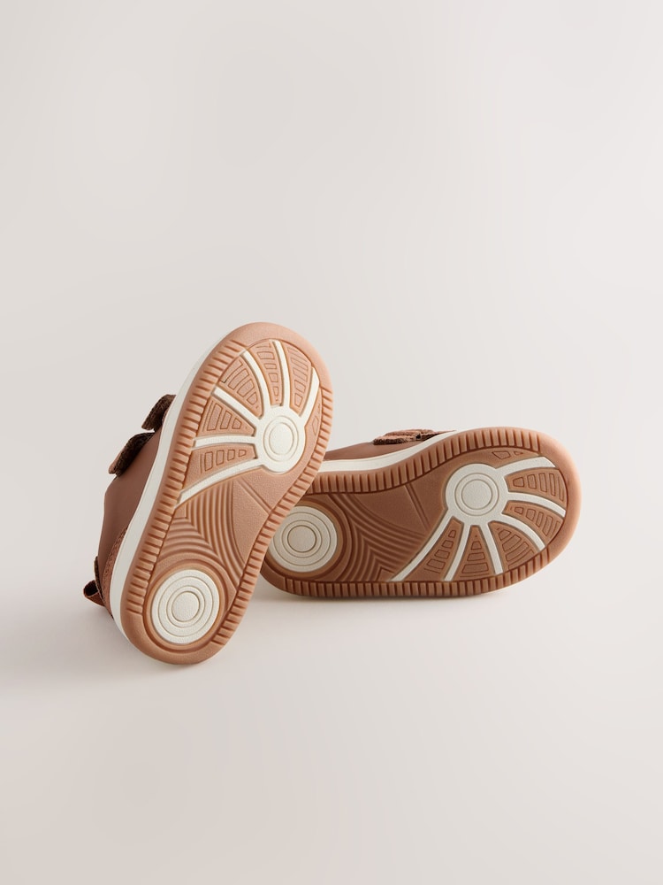 Tan Brown Wide Fit (G) Touch Fastening Leather First Walker Baby Shoes