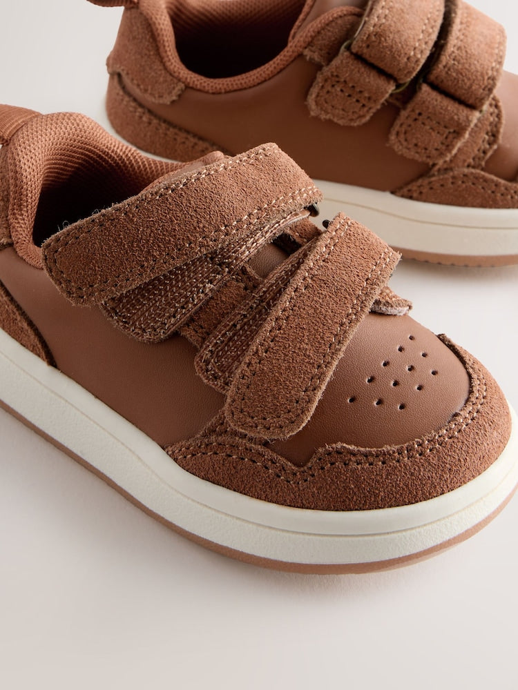 Tan Brown Wide Fit (G) Touch Fastening Leather First Walker Baby Shoes