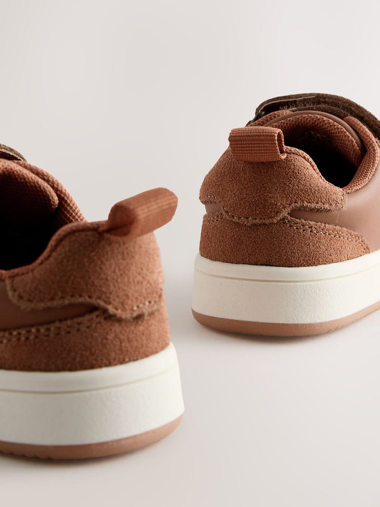 Tan Brown Wide Fit (G) Touch Fastening Leather First Walker Baby Shoes