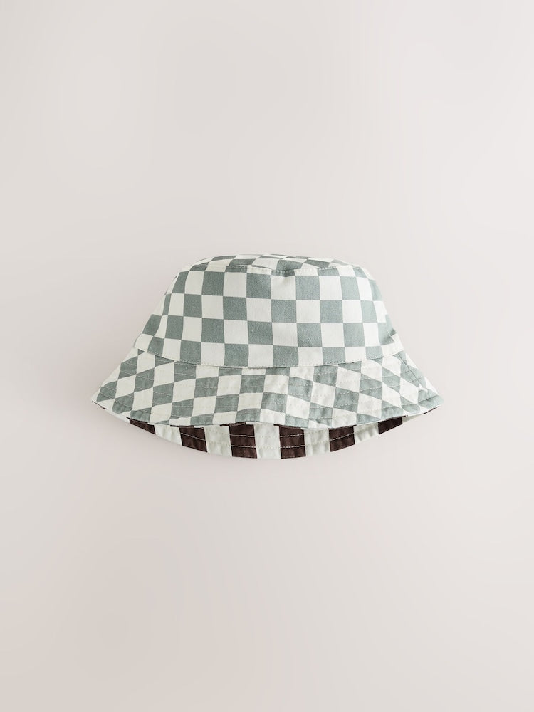 Grey/White Reversible Bucket Hat (3mths-16yrs) - Size 3-9 Months (62-74cm)