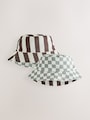 Grey/White Reversible Bucket Hat (3mths-16yrs) - Size 3-9 Months (62-74cm)