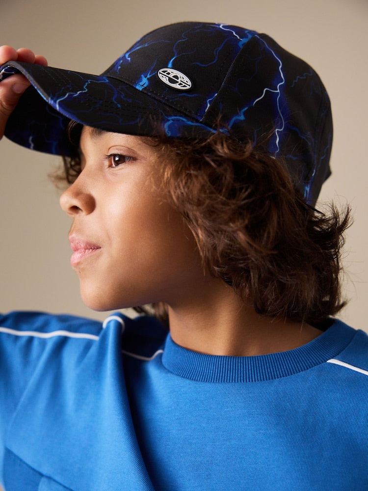 Black/Blue Lightning Bolt Baseball Cap (3-16yrs)