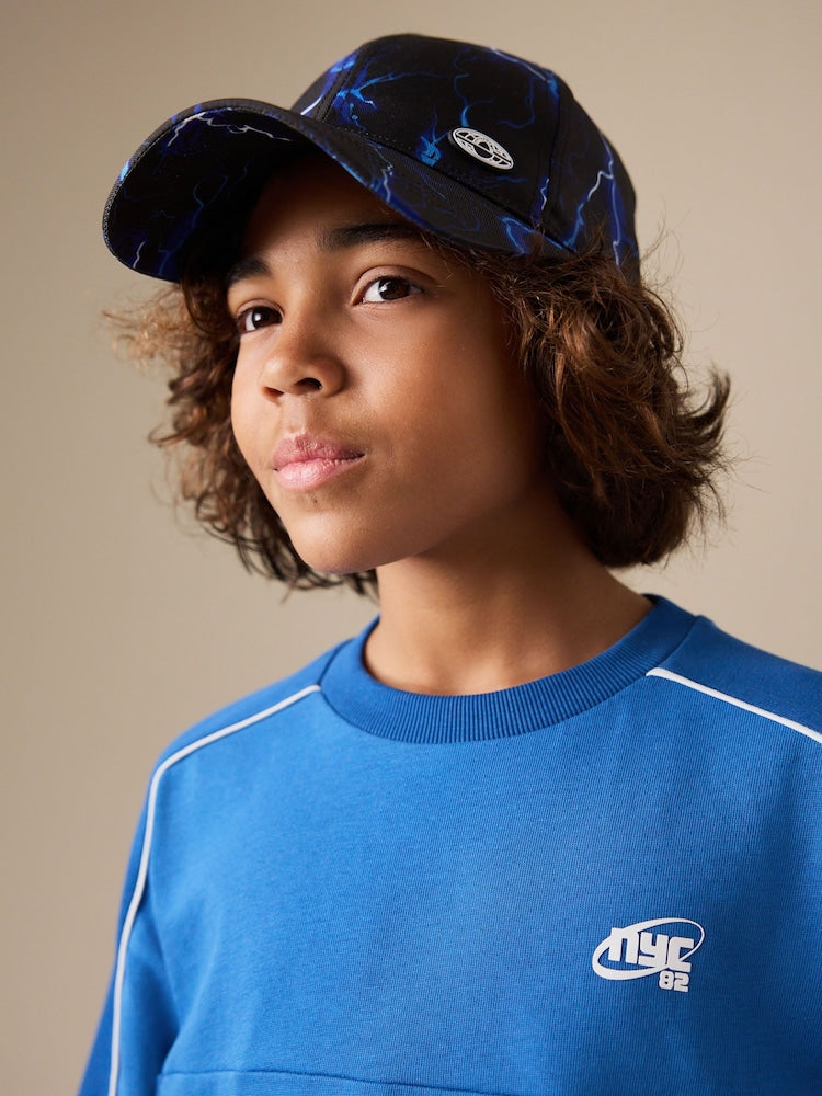 Black/Blue Lightning Bolt Baseball Cap (3-16yrs)