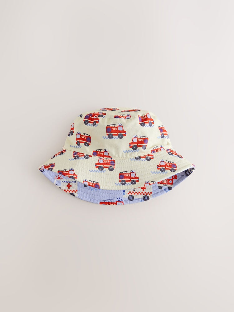 Red/White/Blue Emergency Vehicles Reversible Bucket Hat (3mths-16yrs)