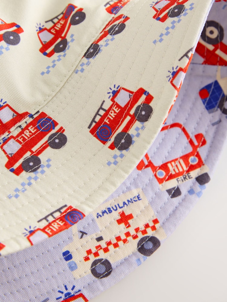 Red/White/Blue Emergency Vehicles Reversible Bucket Hat (3mths-16yrs)