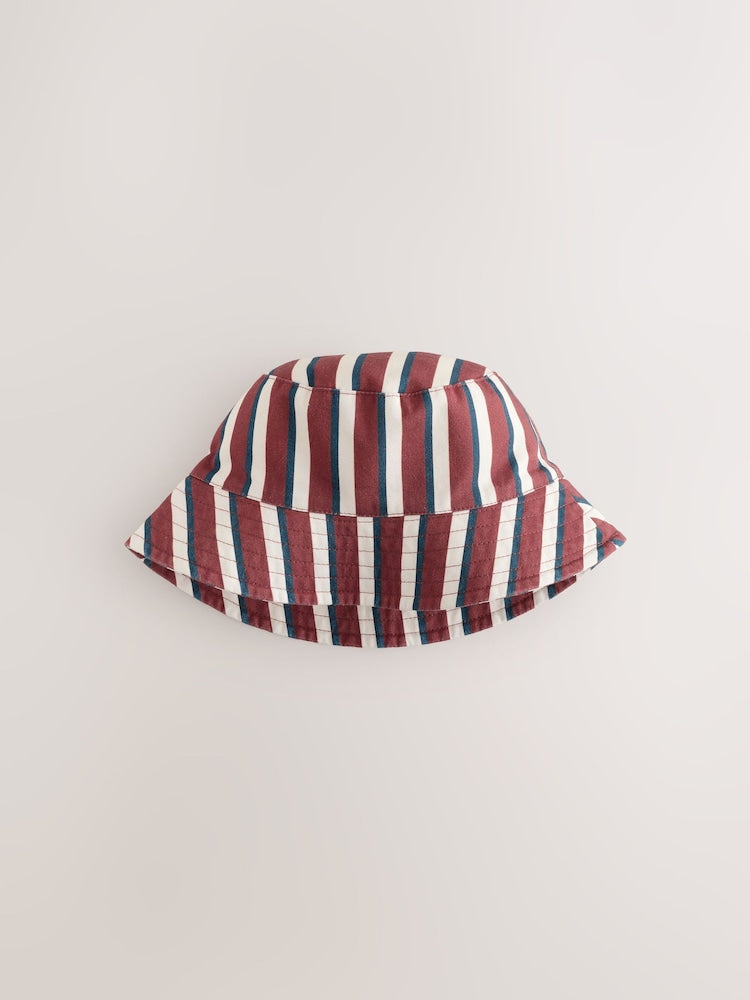 Brown/Cream Stripe Bucket Hat (3mths-13yrs) - Brown/Cream / 11-13 Years (146-158cm)