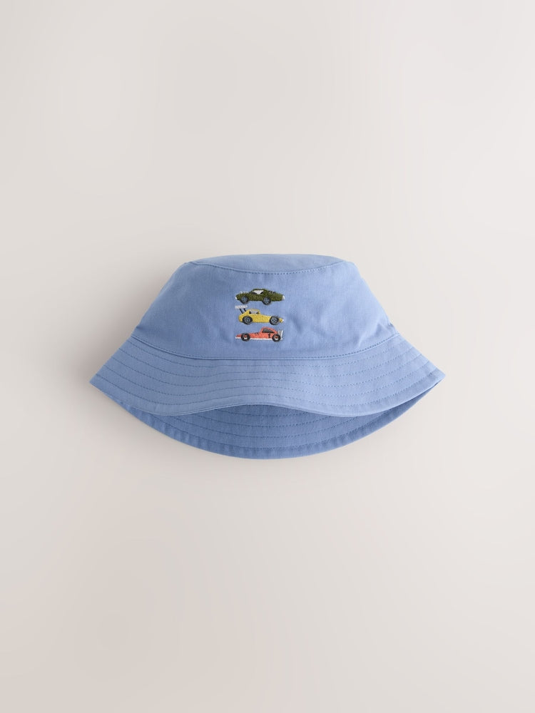 Cream/Blue Bucket Hats 2 Pack (3mths-13yrs)