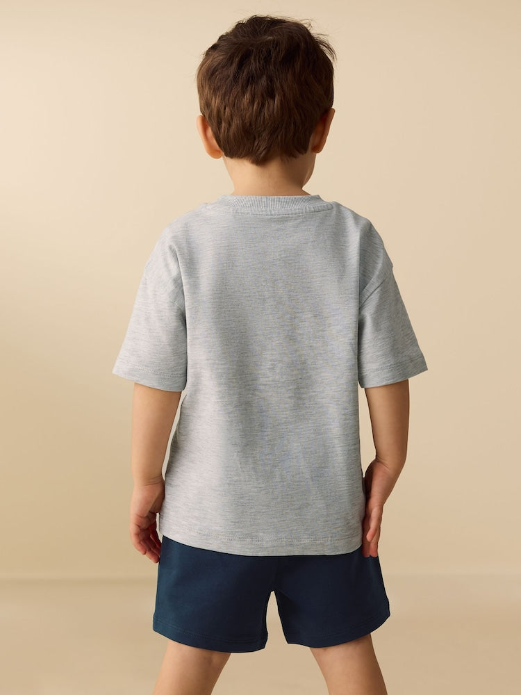 Grey Marl Digger Short Sleeve T-Shirt and Shorts Set (3mths-7yrs)