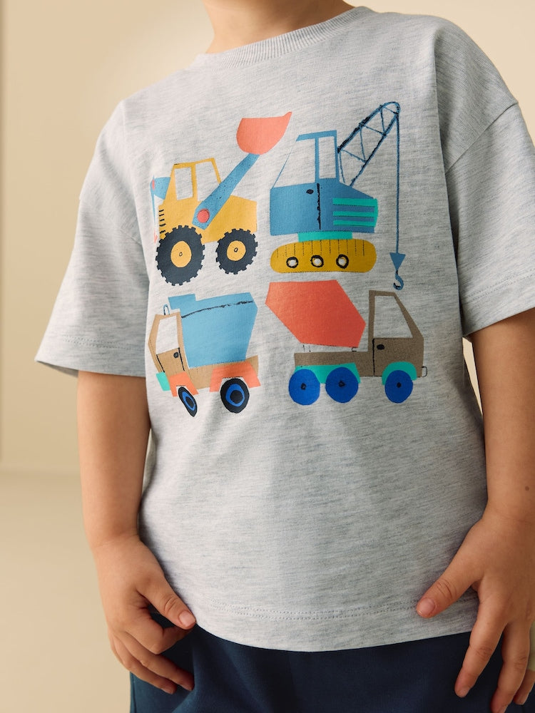 Grey Marl Digger Short Sleeve T-Shirt and Shorts Set (3mths-7yrs)