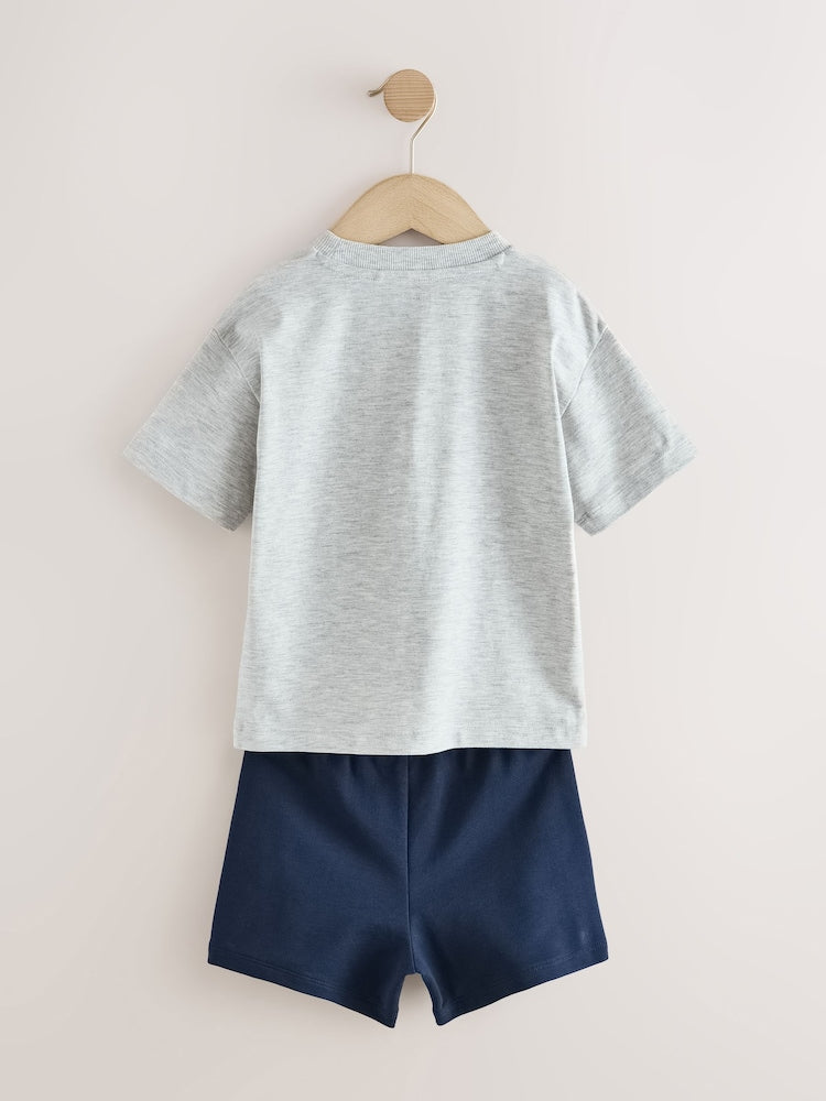Grey Marl Digger Short Sleeve T-Shirt and Shorts Set (3mths-7yrs)