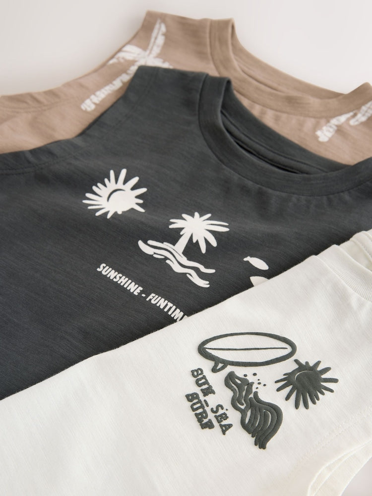 Black Palm Trees Graphic Vests 3 Pack (3mths-7yrs) - Size 3-6 Months (62-68cm)