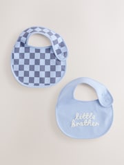 Blue Little Brother Baby Bibs 2 Pack - Size One