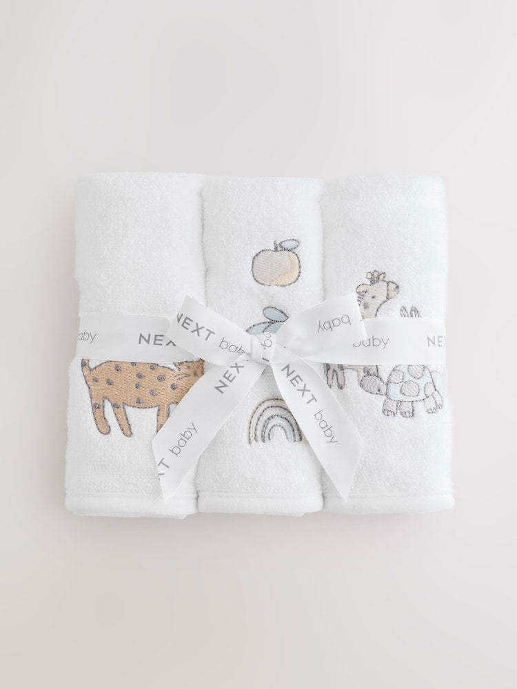 3 Pack Safari Animals Face Cloths