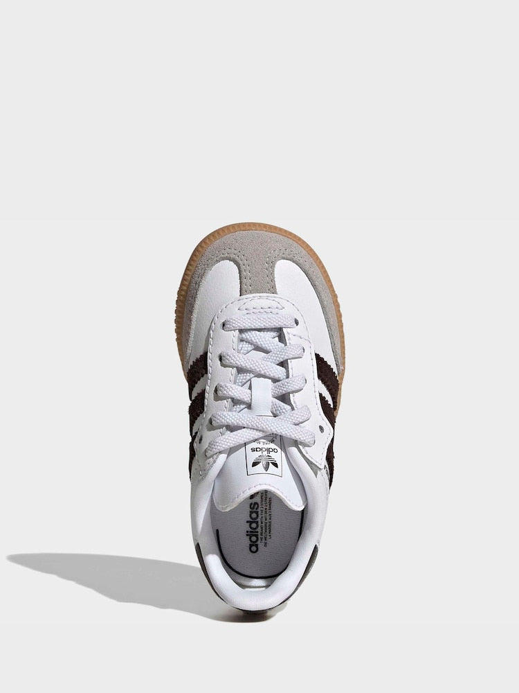 adidas Originals White/Black/Grey Samba OG Comfort Closure Elastic Lace Infant Trainers - Size EU 20 (UK 4)