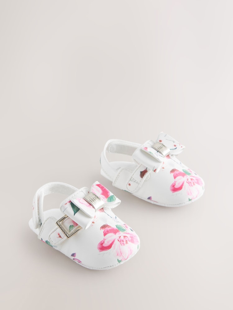Baker by Ted Baker Baby Mule Clog Bow Padders Sandals - Floral / Up To 3 Months (50 - 62cm)