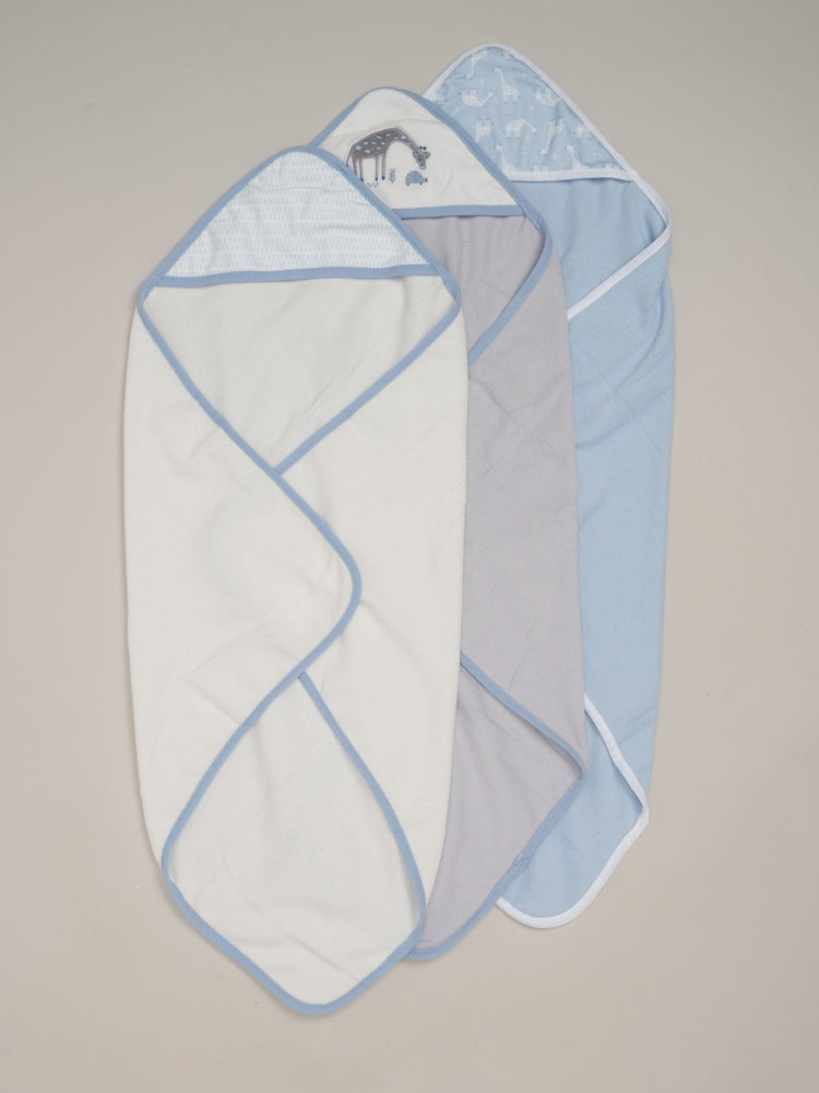 Rock-A-Bye Baby Boutique Blue Camo Hooded Towels 3 Pack - Size One